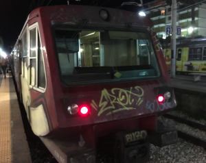 ナポリ周遊鉄道の落書き (出典:著者撮影)